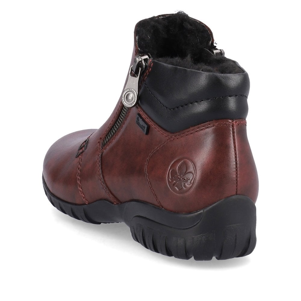 Rieker Ladies Boot L4655 RED Soft Leather Twin Zip Water repellent ankle boot L4655-35