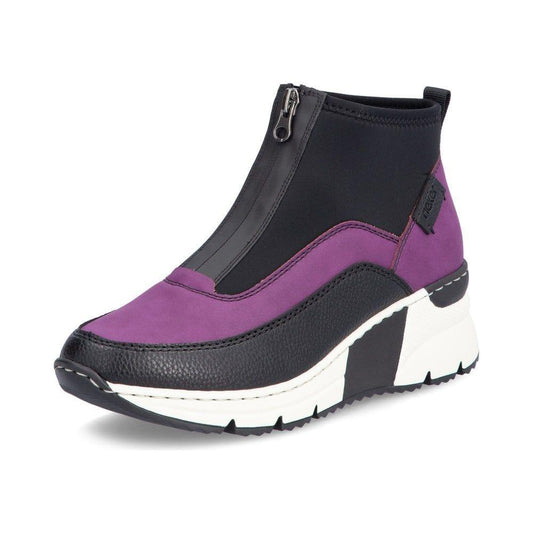Rieker Ladies N6352 PURPLE Trainer style front zip Ankle Boot N6352-60