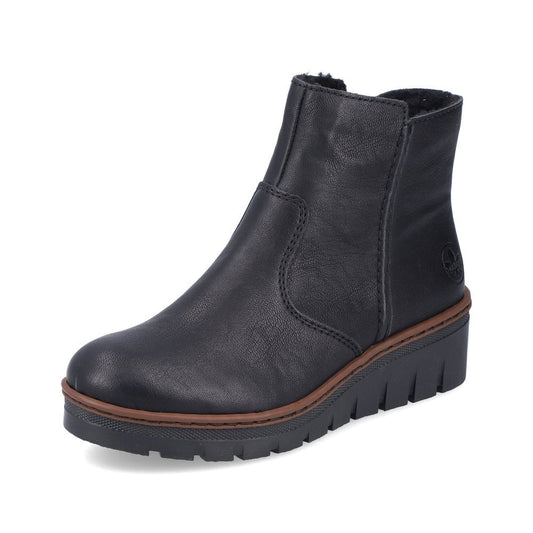 Rieker X9165 BLACK Zip Wedge ankle Boot X9165-00