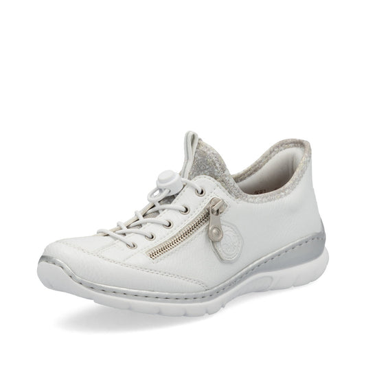 Rieker L32f1 WHITE/SILVER Slip On Trainer Style Shoe L32F1-80