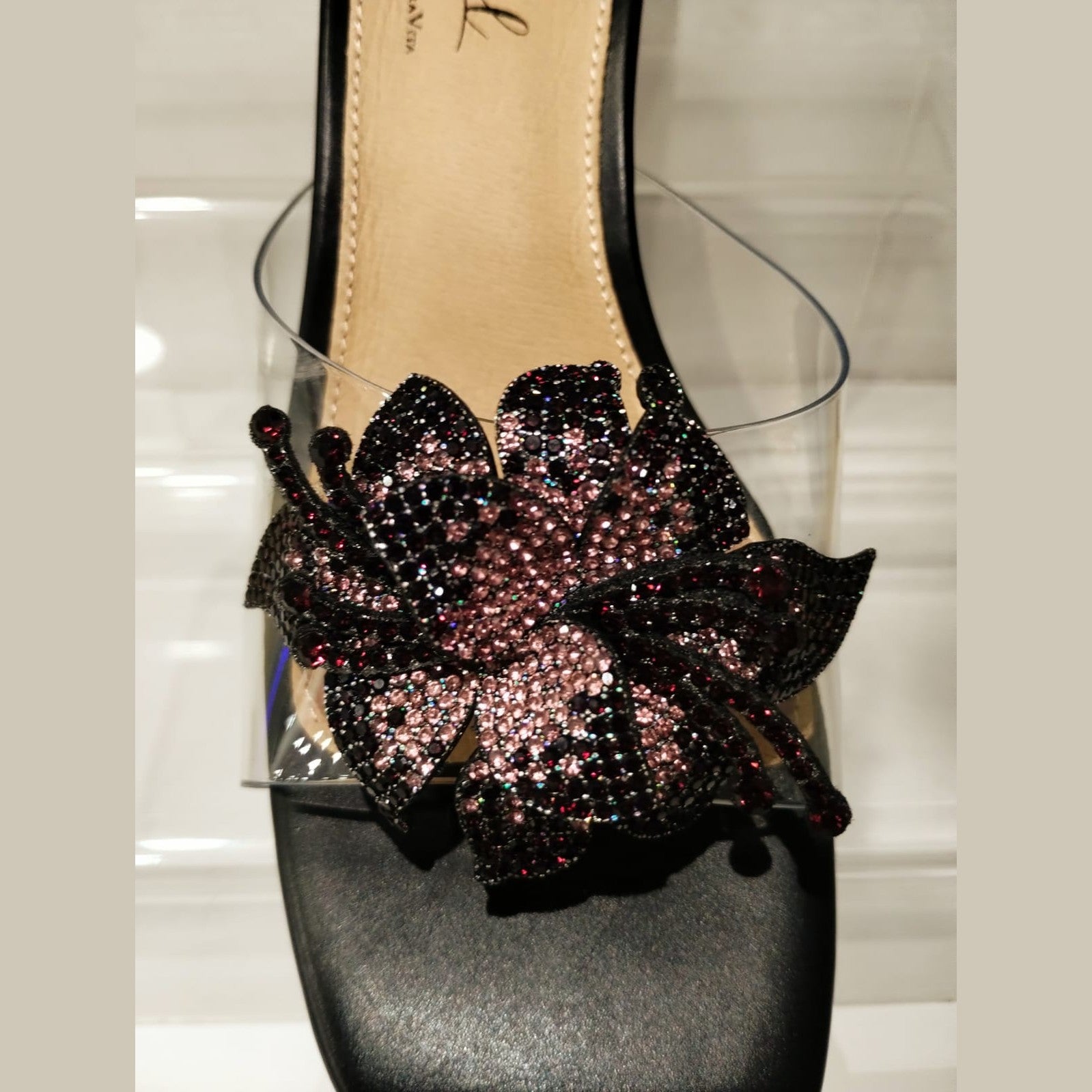 Misstyl by Laura Vita Mima 24 NOIR Clear Upper Medium Heel Mule