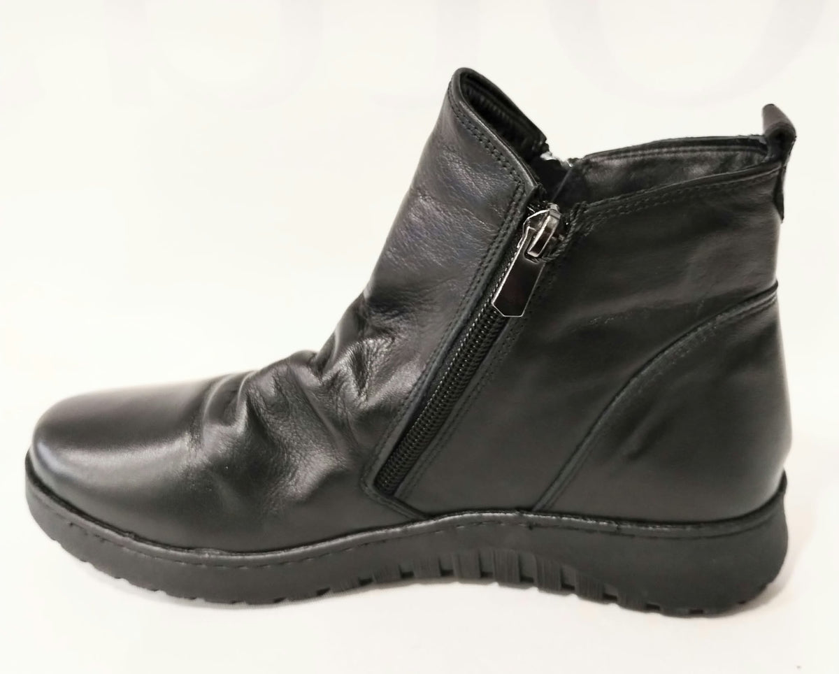 Modella Hawes BLACK Soft Leather Twin Zip Ankle Boot