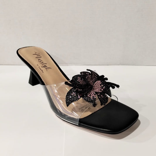 Misstyl by Laura Vita Mima 24 NOIR Clear Upper Medium Heel Mule