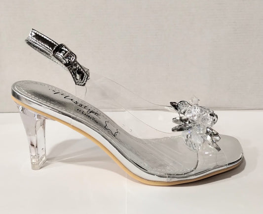 Misstyl by Laura Vita Mira 01 See Through Shoe with White Silver Floral Trim