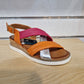 Modella Lyla Orange Combination Soft Leather Strap Wedge Sandal