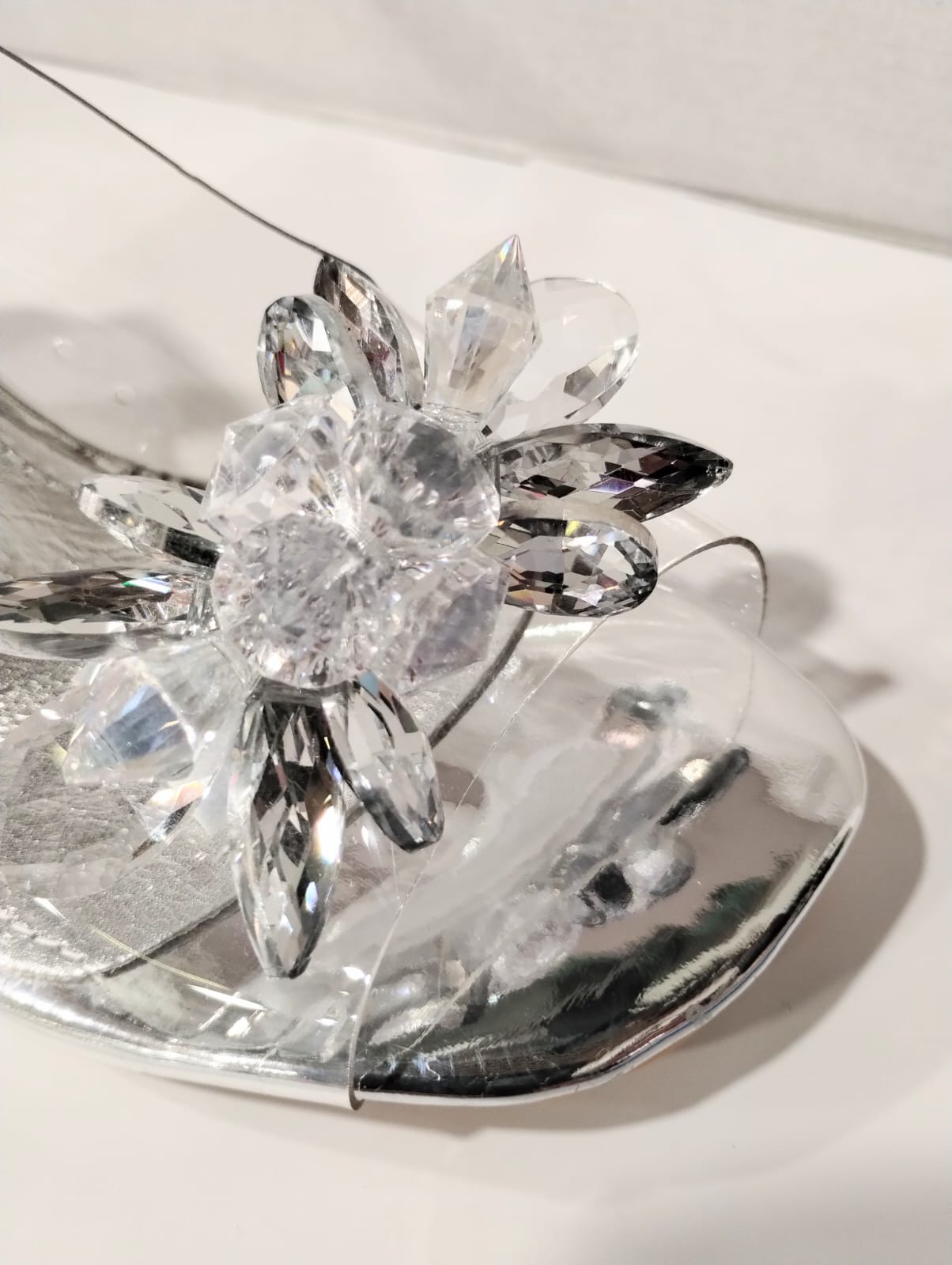 Misstyl by Laura Vita Mira 01 See Through Shoe with White Silver Floral Trim