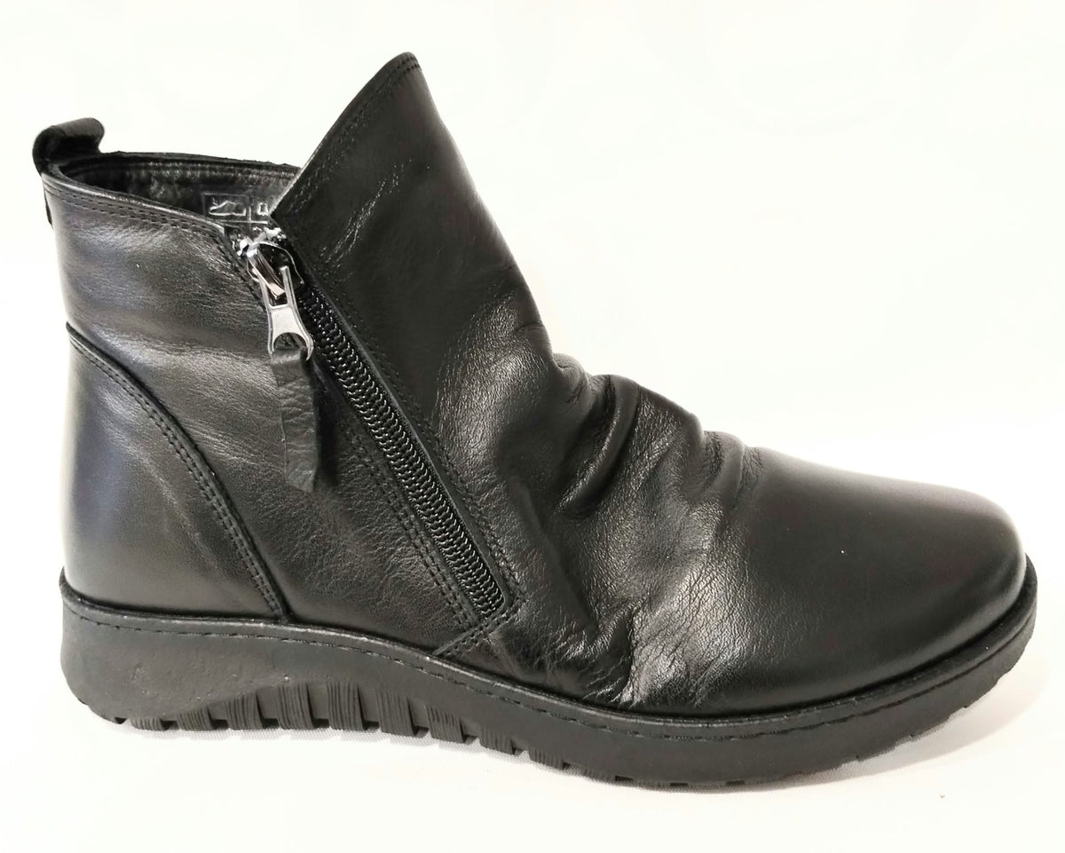 Modella Hawes BLACK Soft Leather Twin Zip Ankle Boot
