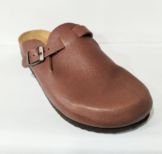 Mens Plakton 171539 CUERO Brown Leather Cork Footbed boston Style Clog