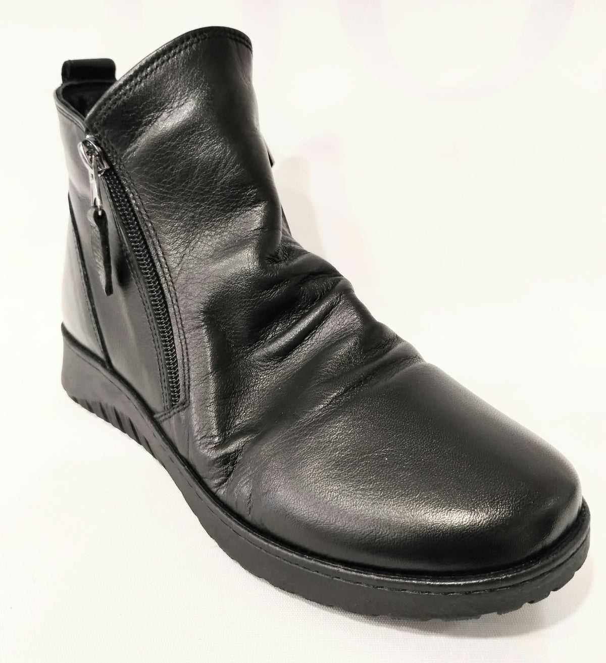 Modella Hawes BLACK Soft Leather Twin Zip Ankle Boot