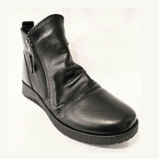 Modella Hawes BLACK Soft Leather Twin Zip Ankle Boot