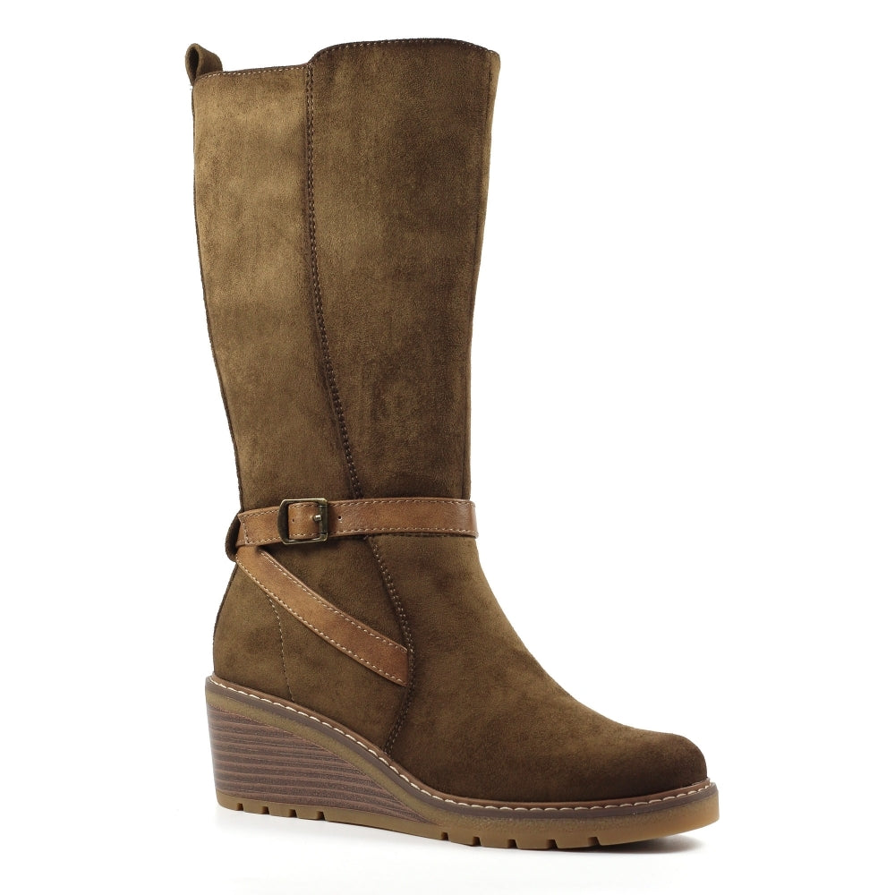 Lunar Rumer TAN Wedge Long Boot