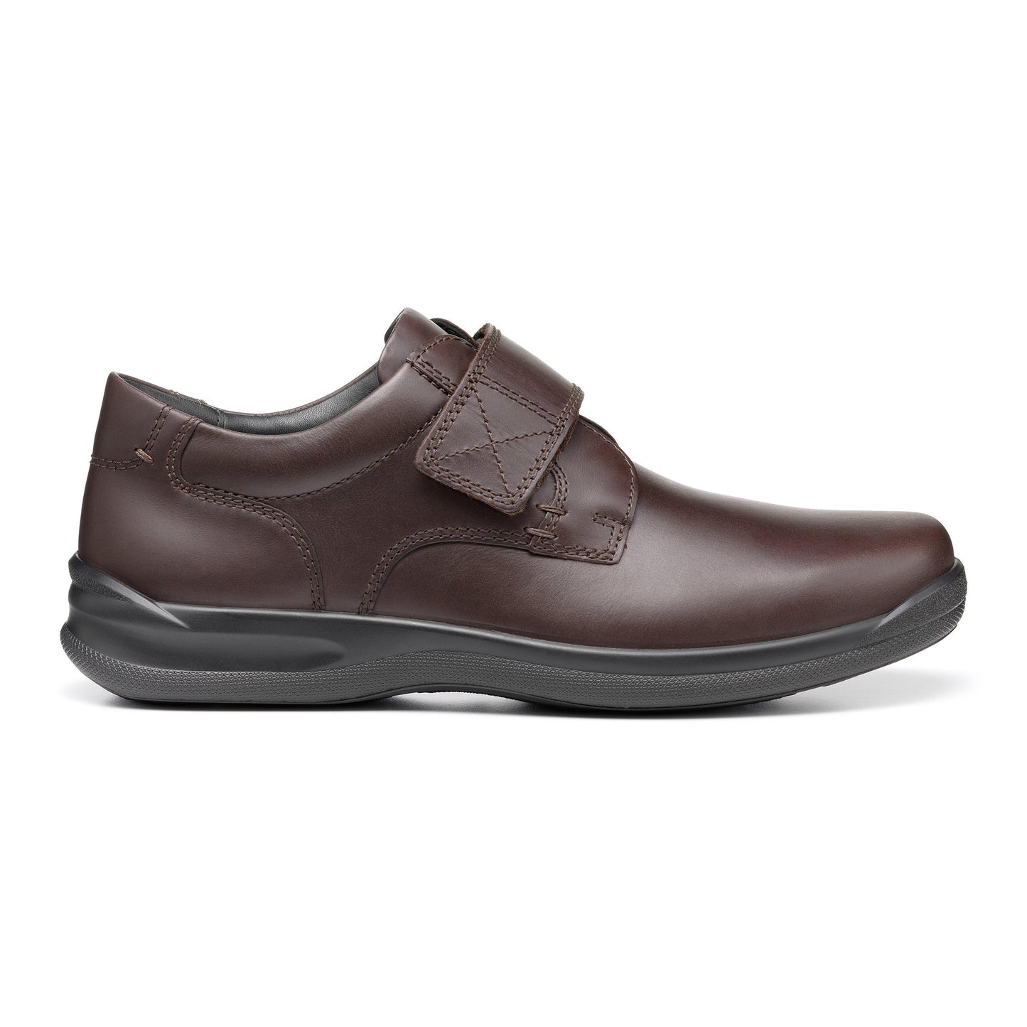Hotter Mens BROWN Leather SEDGWICK touch fastening Shoe