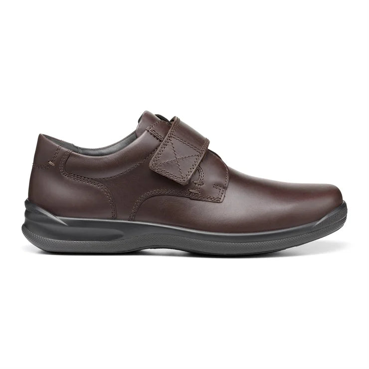 Hotter Mens BROWN Leather SEDGWICK touch fastening Shoe