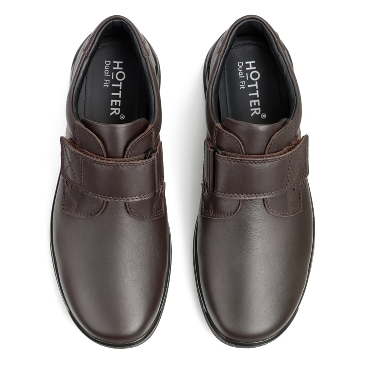 Hotter Mens BROWN Leather SEDGWICK touch fastening Shoe