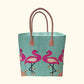 Flamingo Tote Basket Bag Small Mint MAT080