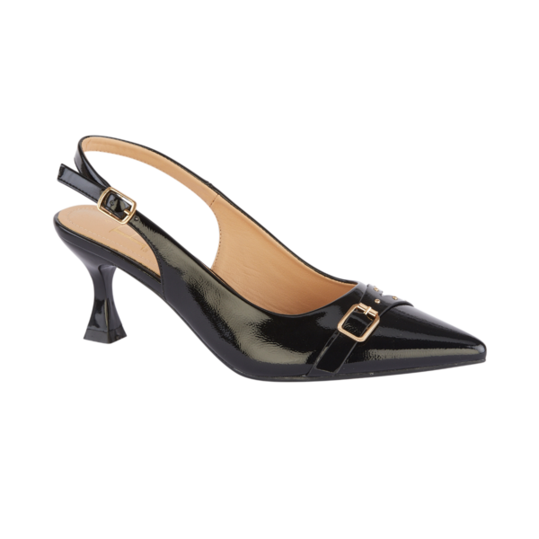 Shoes By Emma Sophia BLACK CRINKLE Sling Back Shoes