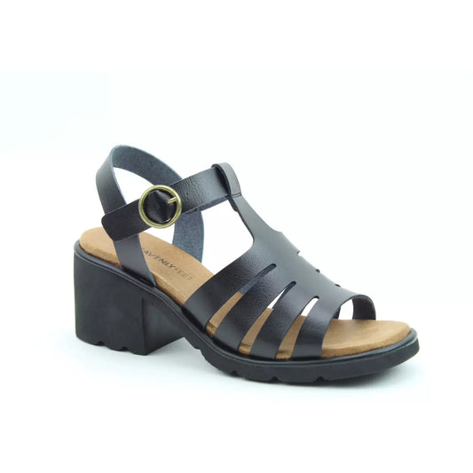 Heavenly Feet Connie BLACK Retro Heeled sandal