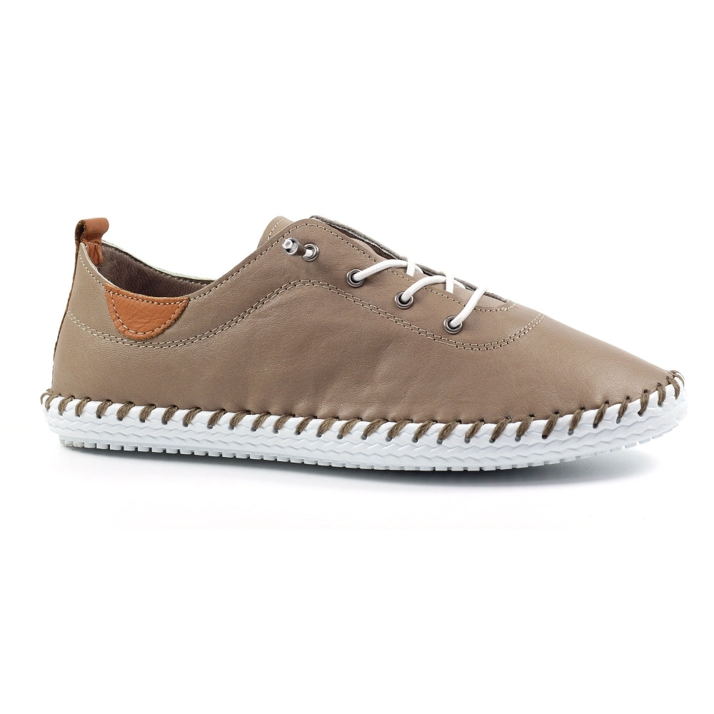 Lunar St Ives Soft Leather Plimsoll TAUPE FLE030BB