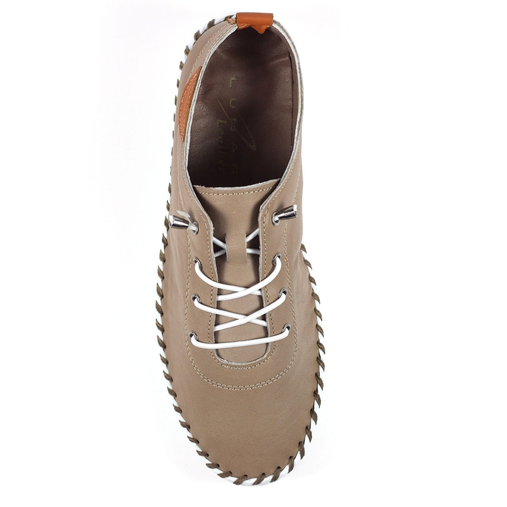 Lunar St Ives Soft Leather Plimsoll TAUPE FLE030BB