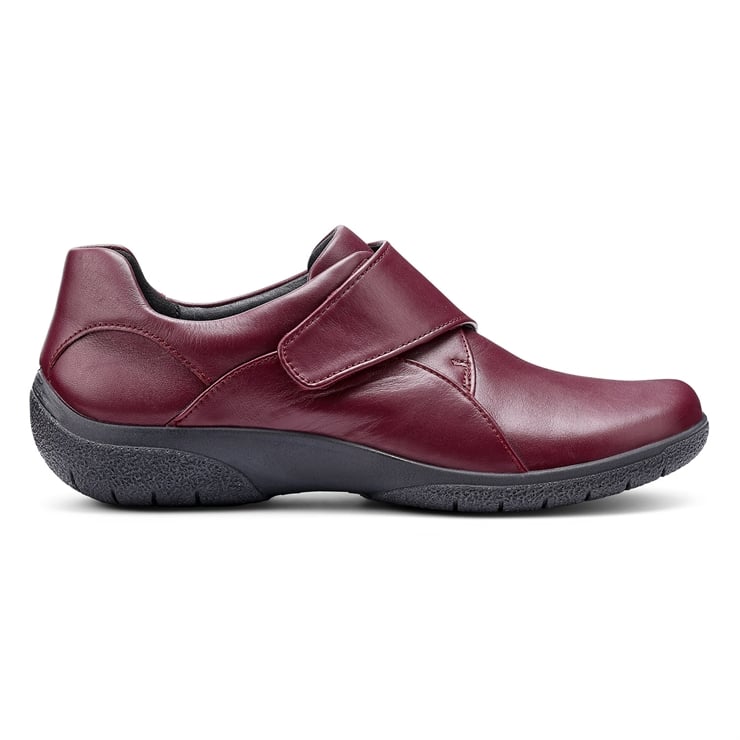 Hotter SUGAR Maroon touch fastening Wide Fitting Shoe