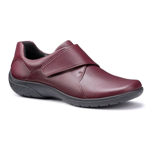 Hotter SUGAR Maroon touch fastening Wide Fitting Shoe