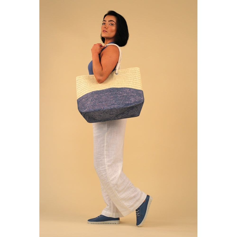Lunar Surie Straw Beach Bag BLUE
