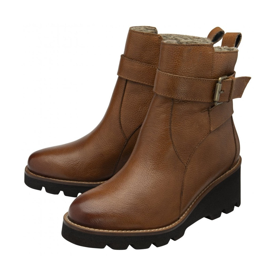 Lotus Emberlynn TAN Soft Leather Wedge Ankle Boot
