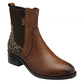 Lotus Lindley TAN Leather / Animal Print Zip Ankle Boot