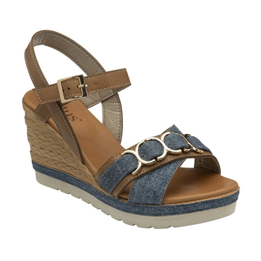 Lotus Solena TAN / Denim Wedge Sandal  ULP369