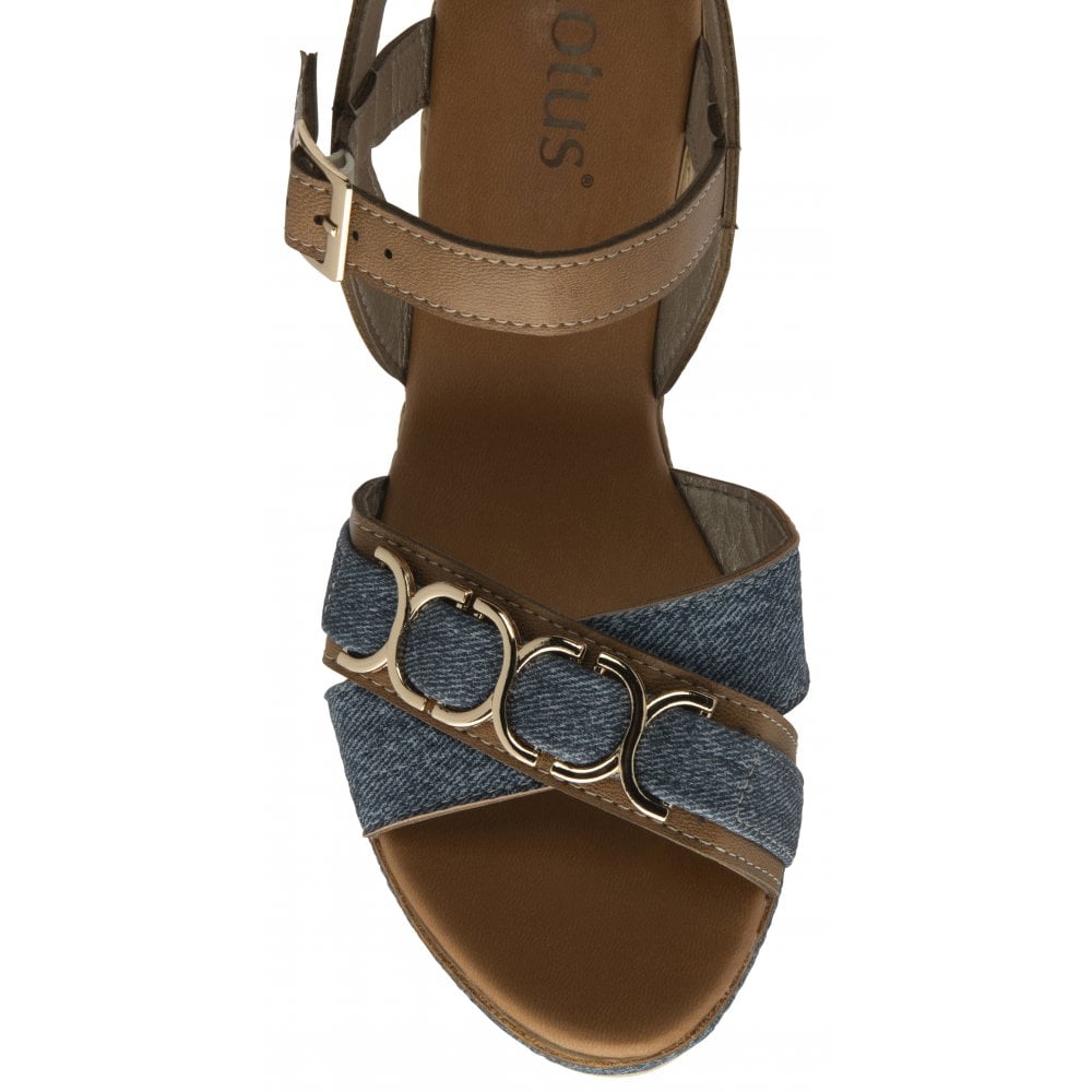 Lotus Solena TAN / Denim Wedge Sandal  ULP369