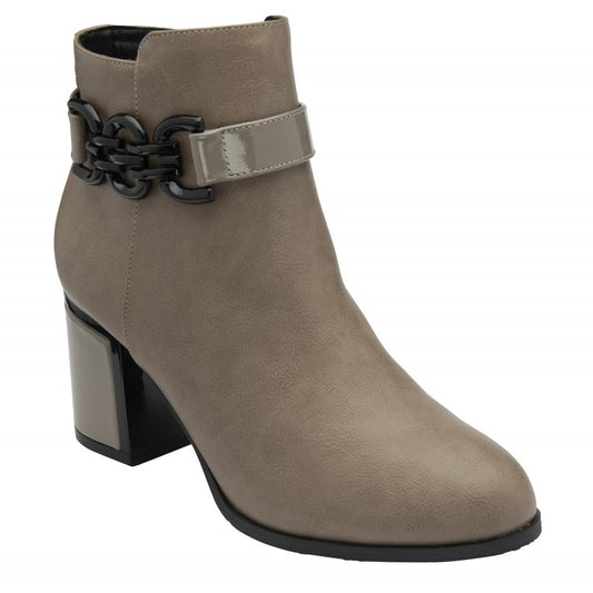 Lotus Amarin TAUPE Block Heel Zip Ankle Boot ULB454