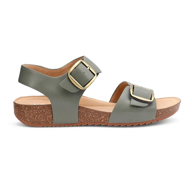 Hotter Tourist Khaki Green Cork Wedge Comfort Sandal