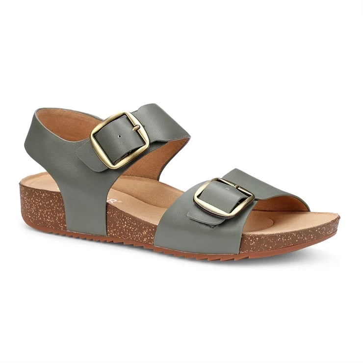 Hotter Tourist Khaki Green Cork Wedge Comfort Sandal