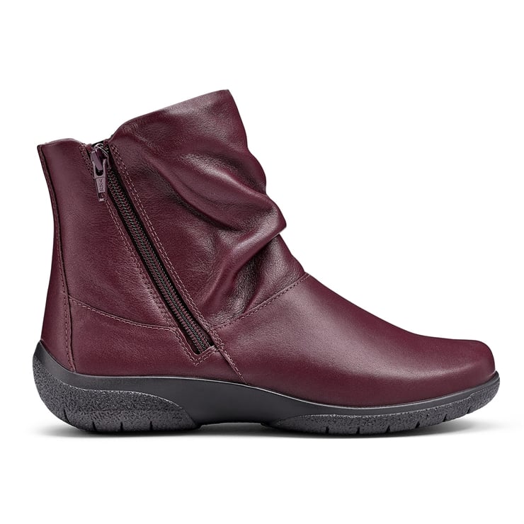 Hotter Whisper Dark Cherry wide Fitting Twin Zip Ankle Boot
