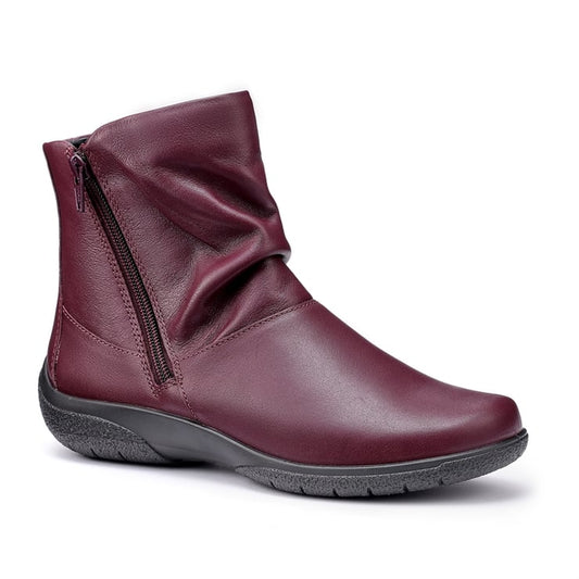 Hotter Whisper Dark Cherry wide Fitting Twin Zip Ankle Boot