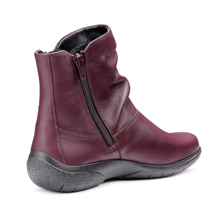 Hotter Whisper Dark Cherry wide Fitting Twin Zip Ankle Boot