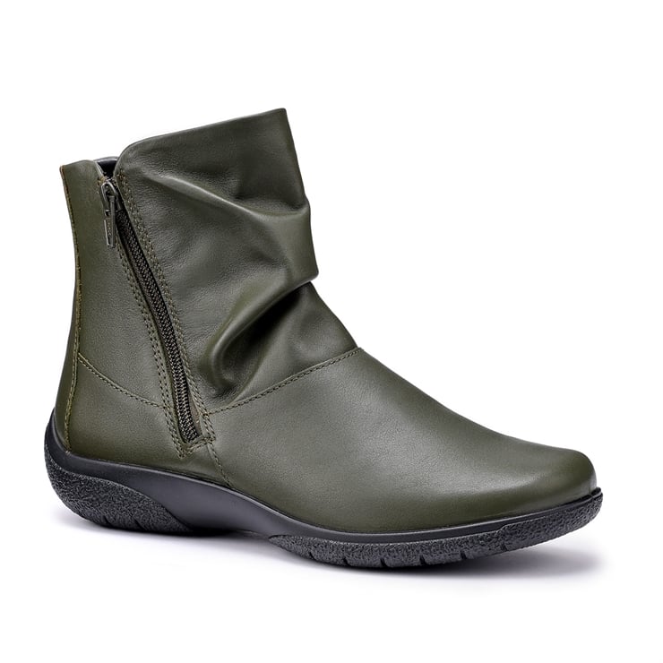 Hotter Whisper Forest Green Wide Fitting Twin Zip Ankle Boot