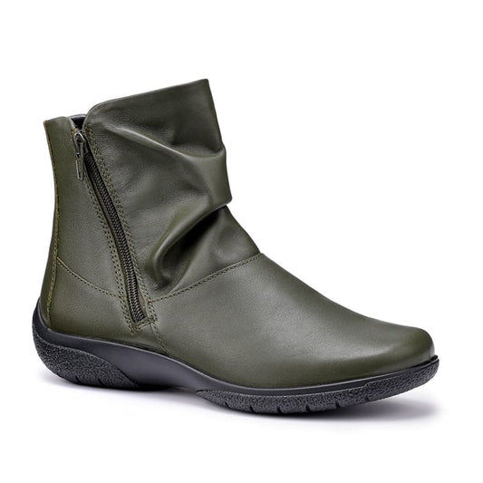 Hotter Whisper Forest Green Wide Fitting Twin Zip Ankle Boot