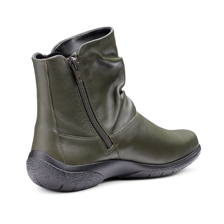 Hotter Whisper Forest Green Wide Fitting Twin Zip Ankle Boot