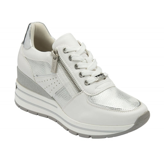 Lotus Tenno WHITE / Silver Trainer with Wedge Heel ULS576