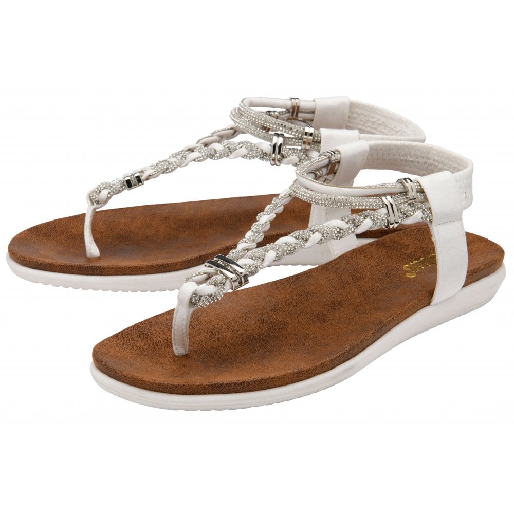 Lotus Sol WHITE Toe Post Sandal