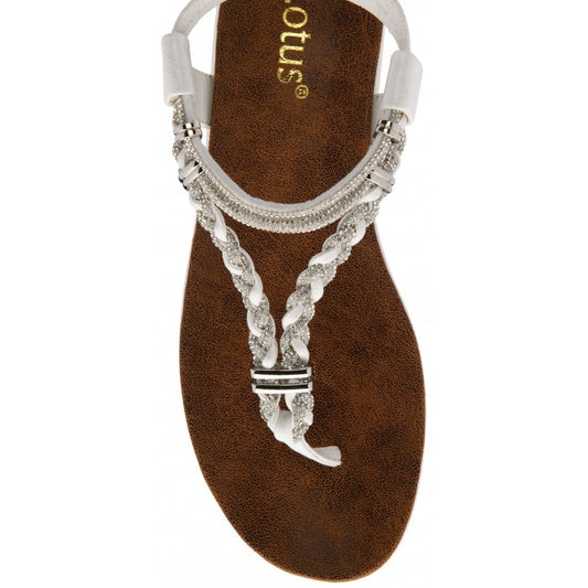 Lotus Sol WHITE Toe Post Sandal