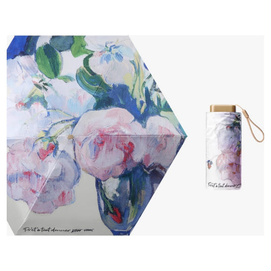 Artist Print Pocket Umbrella WHITE ROSE .
