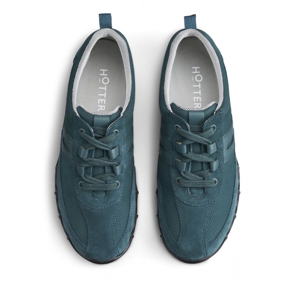 Hotter Leanne TEAL Suede Leather Trainer Style Shoe