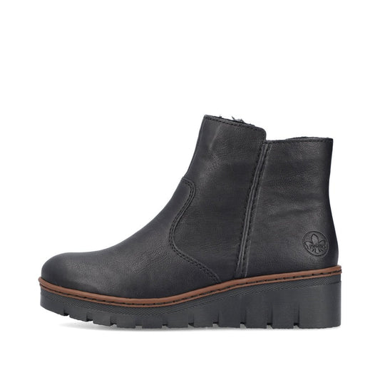 Rieker X9150 BLACK Wedge Zip Ankle Boot X9150-00