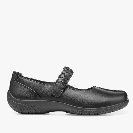 Hotter Shoe Shake Leather Bar Shoe BLACK