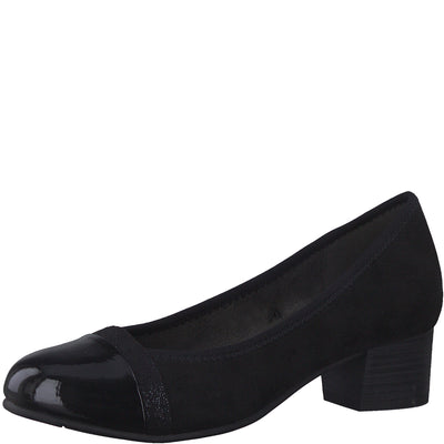 Jana Classic Court Shoe in Wide Fitting BLACK 22366-001