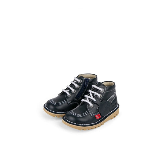 Kickers Kids Kick Hi Zip NAVY Leather Boots 115839