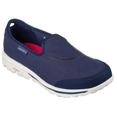 Skechers Go Walk Classic Ladies Navy Textile Slip On Trainers 124464 NAVY 124464NVY