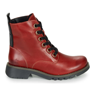 Fly London Ragi RED Soft Leather Military Style lace walking  Boot